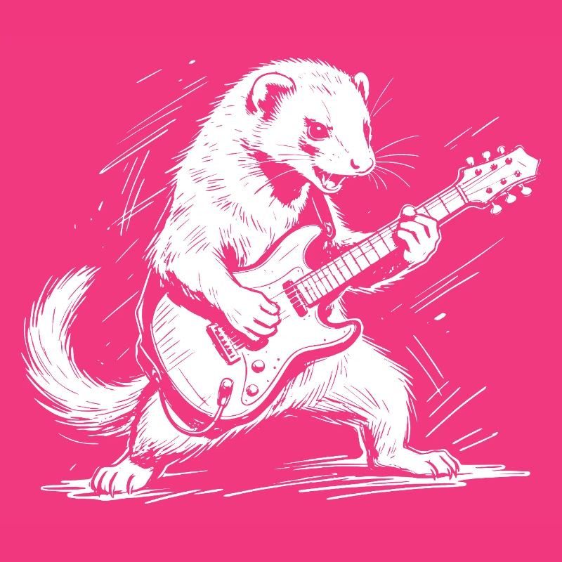 Frettchen mit Rock-Gitarre