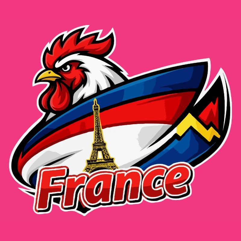 Coq français avec drapeau de la tour Eiffel
