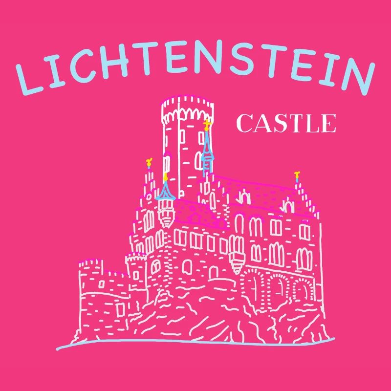 Lichtenstein Castle, Germany, Hand Drawing