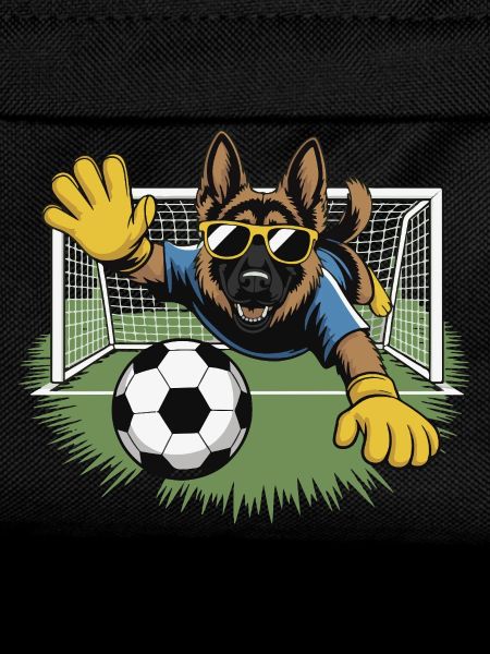 Goalkeeper dog with sunglasses
