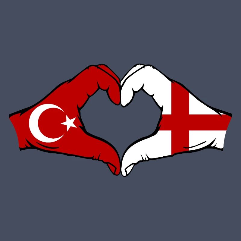 Turquie Angleterre Drapeau Mains Coeur Forme