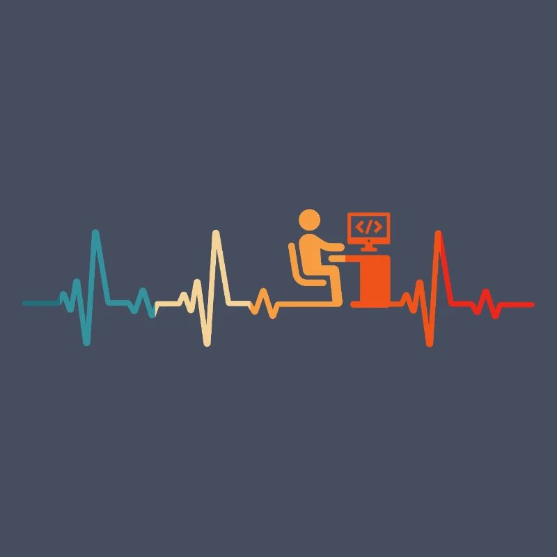Programmeur Retro Heartbeat Code Informaticien