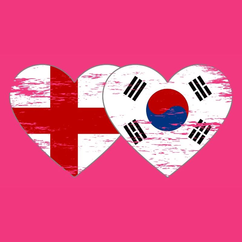Angleterre Corée du Sud drapeau coeur utilisé