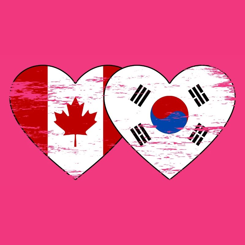 Canada Corée du Sud Drapeau Coeur Utilisé