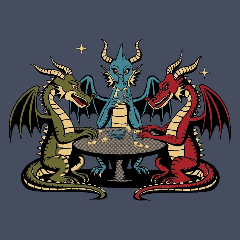 Dragons playing cards