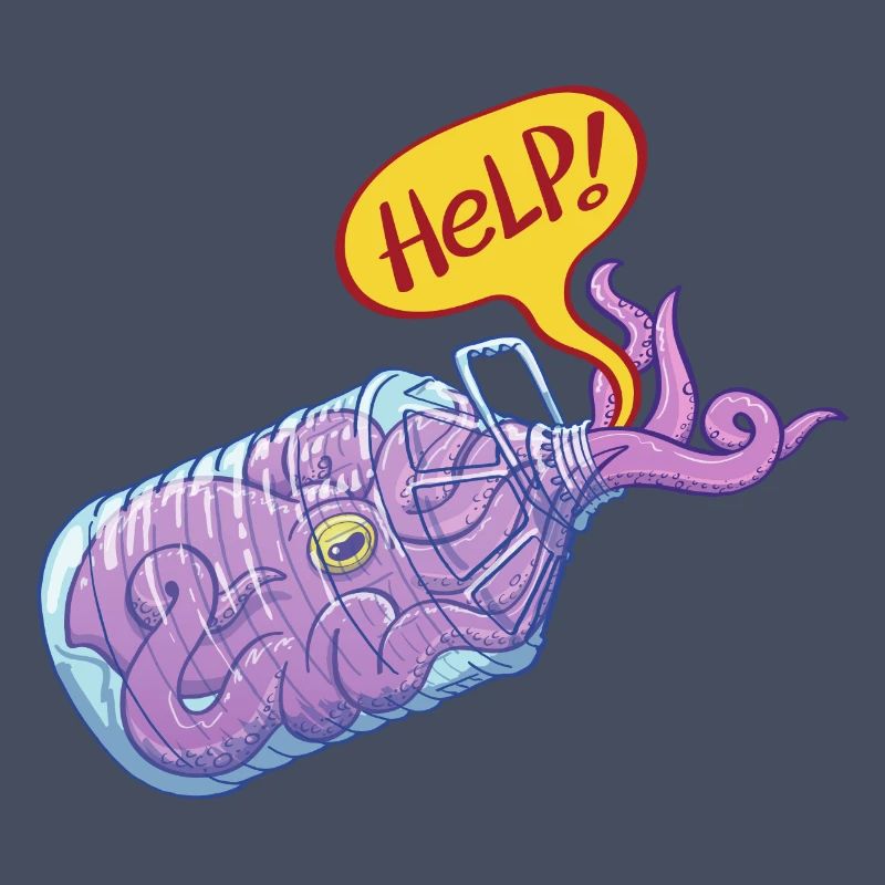 Octopus inside plastic bottle asking for help