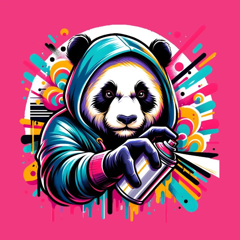 funny panda bear with graffiti and spray can