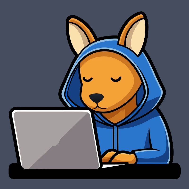 Mignon hacker kangourou en sweat à capuche devant PC