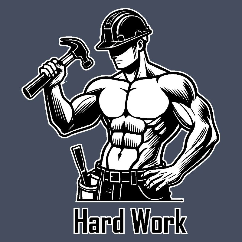 Topless construction worker - Hard Work Design