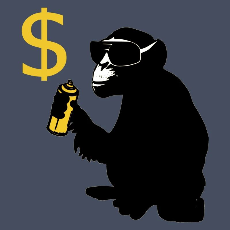 monkey sprayed dollar signs