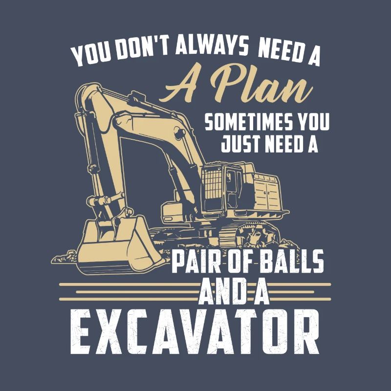 Construction worker · Construction site · Excavator · No plan