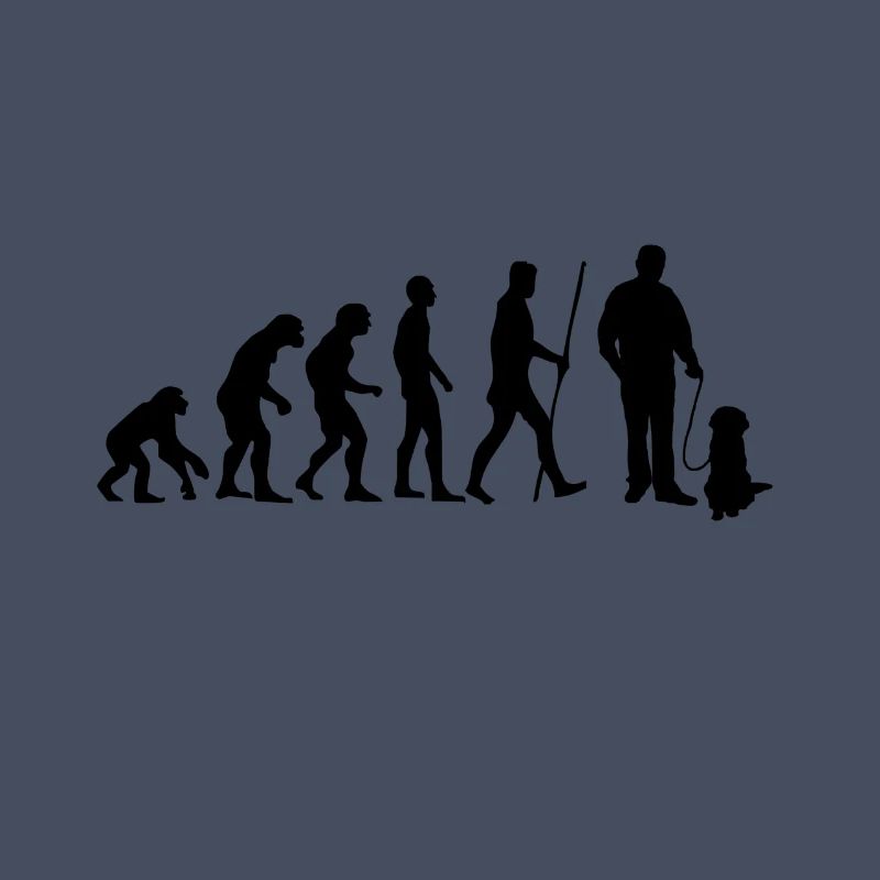 Evolution Herrchen mit Hund als Geschenk