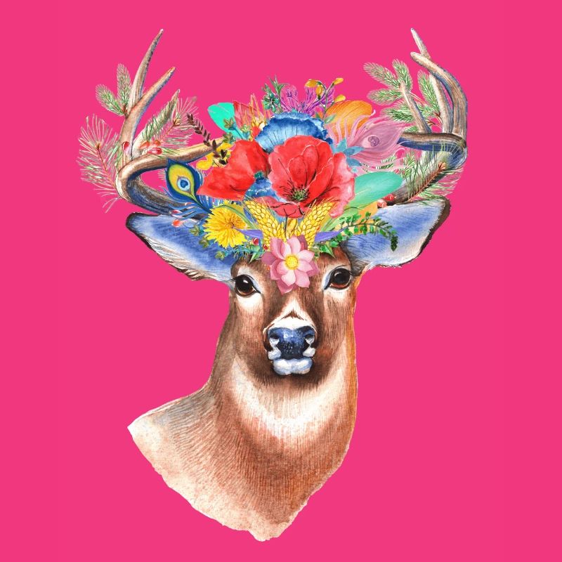 Hirsch mit Blumen