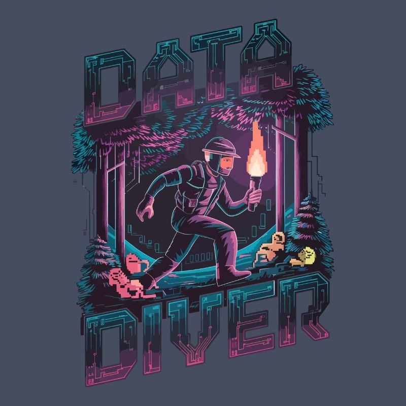 Data Diver Cyber Explorer Rétro Tech Artwork