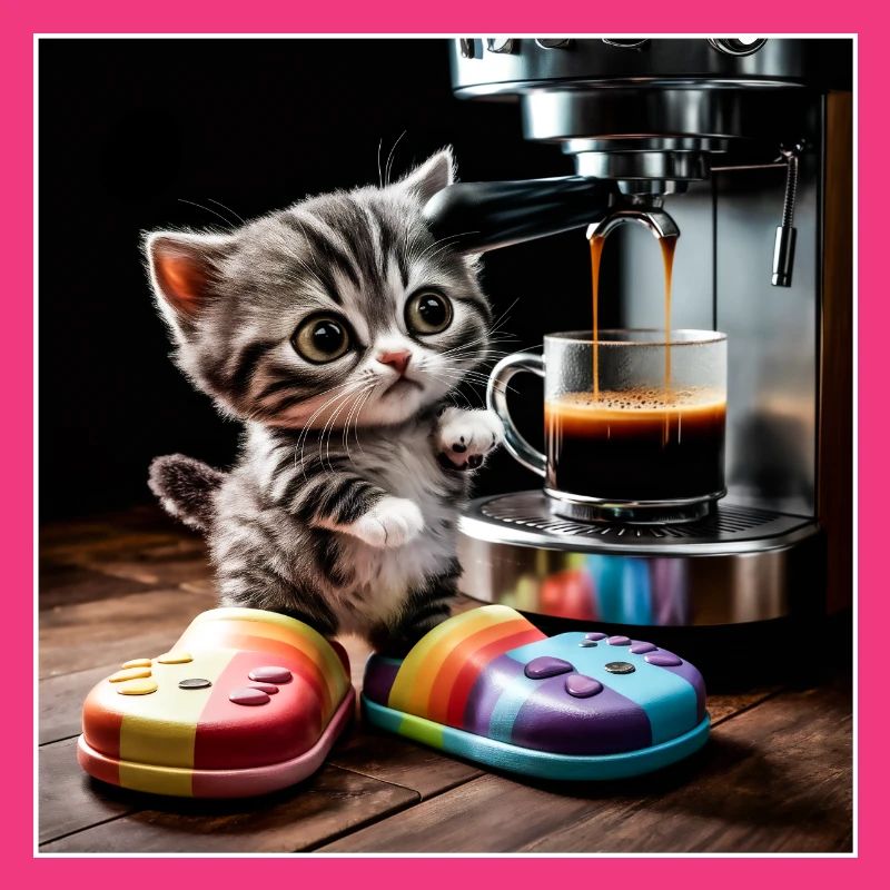 Le chat prend une pause-café