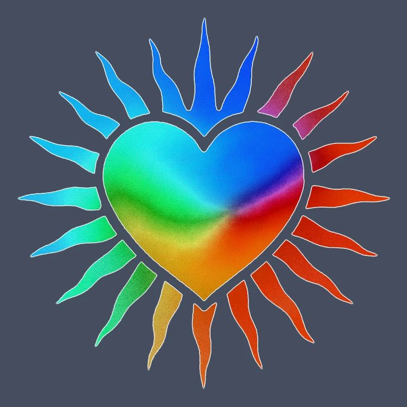 Regenbogenherz mit Sonnenstrahlen