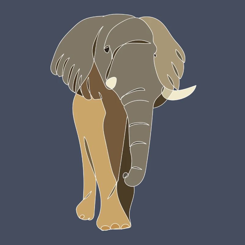 Lineart elephant, colored