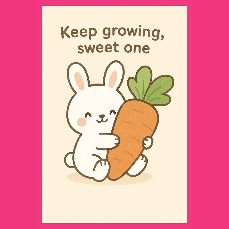 Kawaii Bunny Hugging Giant Carrot
