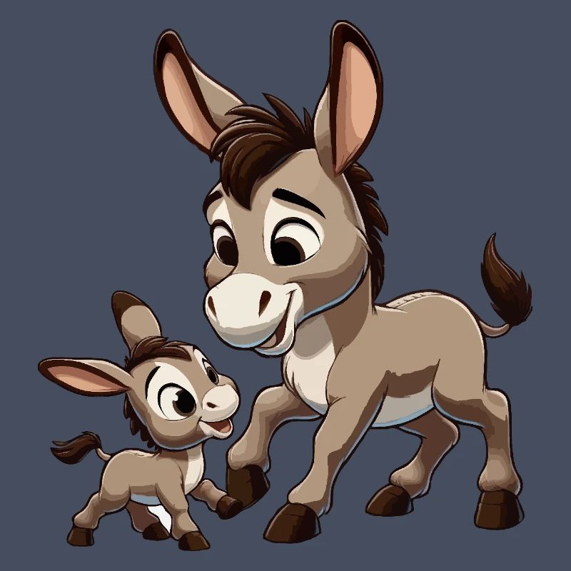 Eselmutter mit Kind grau