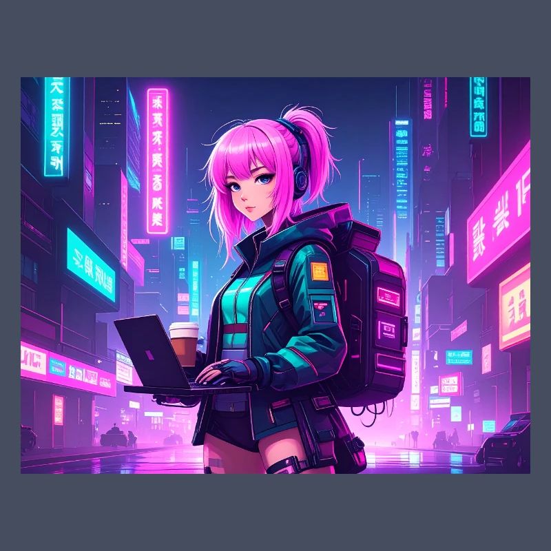 Neon Hacker Girl – Ready to Code & Conquer