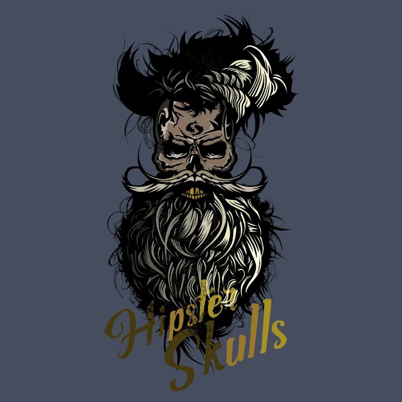 Kopf des Todes Hipster Kran Bart Schnurrbart Schädel b
