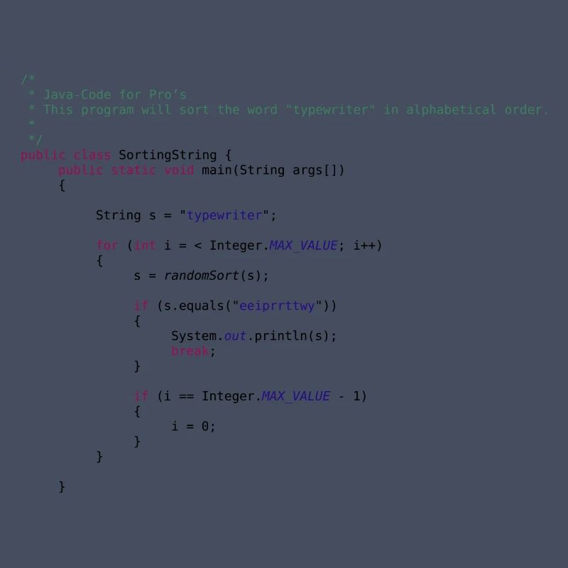 lustiger Java Code zum Sortieren