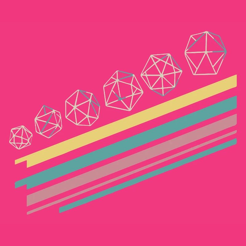 Retro Minimalist Polyhedral Dice Set Tabletop RPG