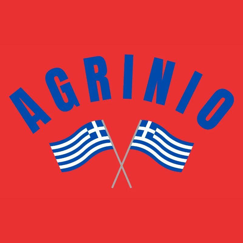 Bogen-Agrinio mit griechischen Flaggen