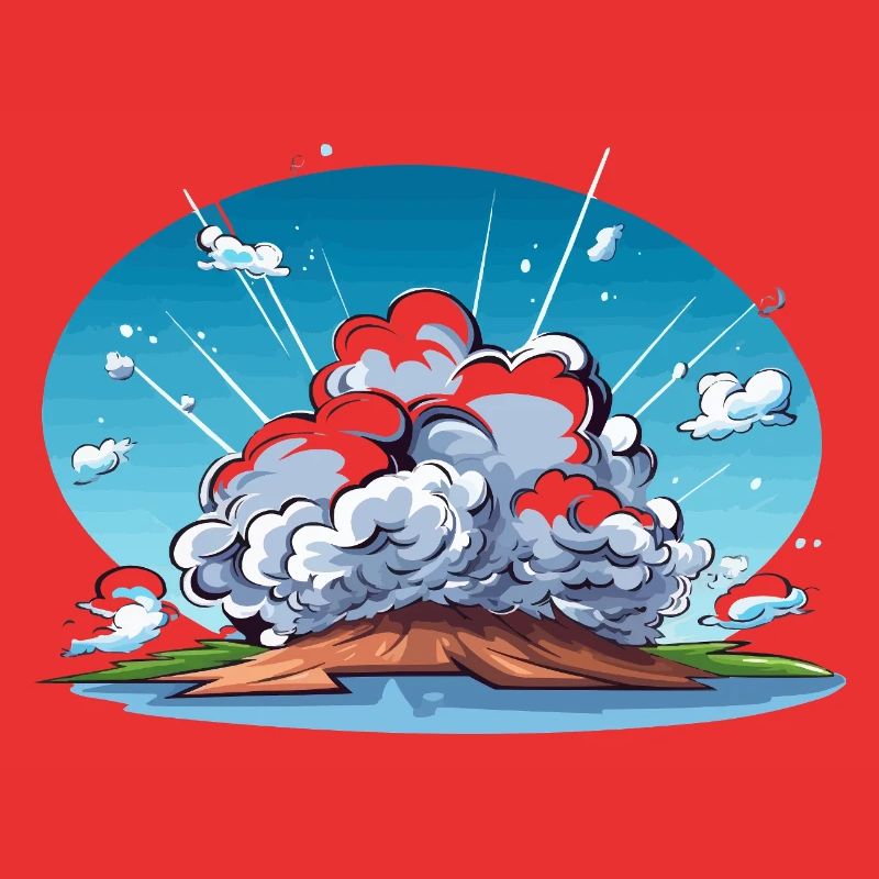 Comic Explosion im Landschaftspanorama