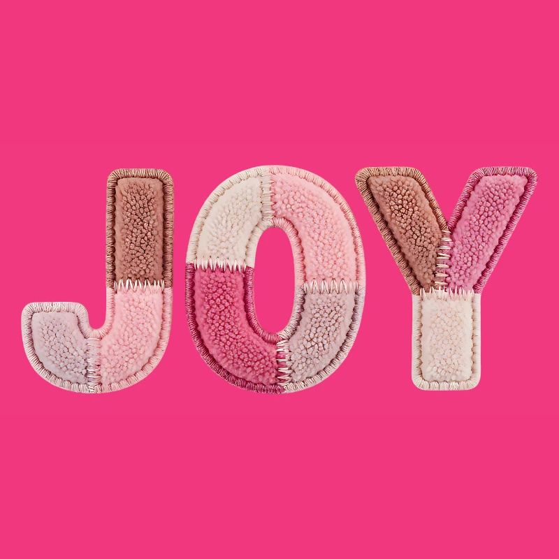 Joy Patchwork Pink Fabric Lettering Handmade