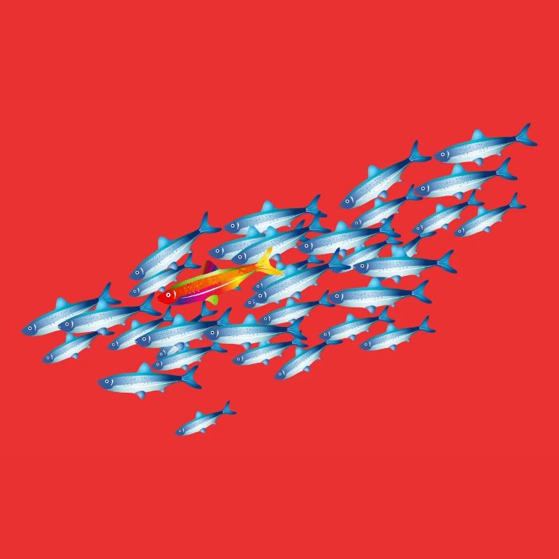 le poisson coloré dans l’essaim de poisson