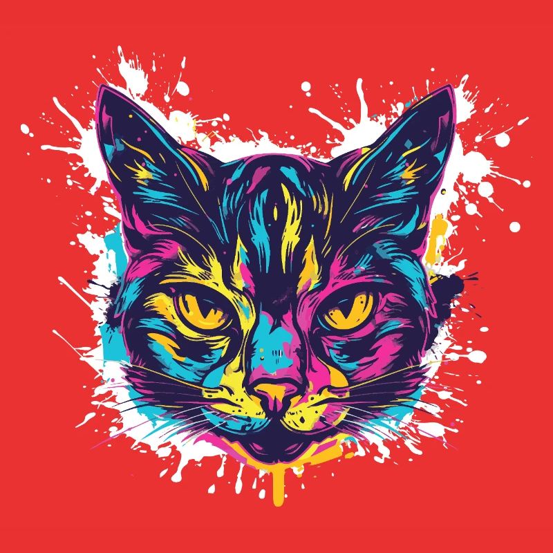 Cat Splatter Paint Blobs