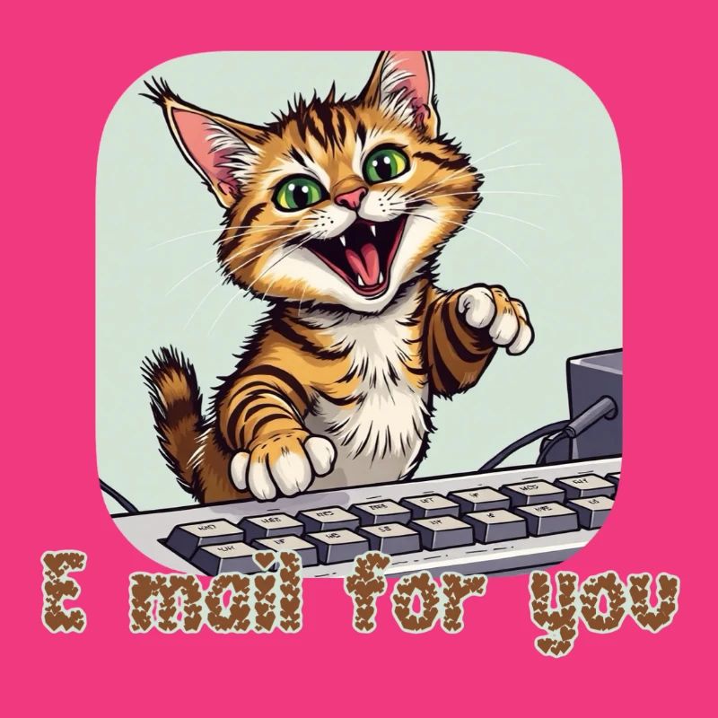 Cat composition: Mail kitten on the PC