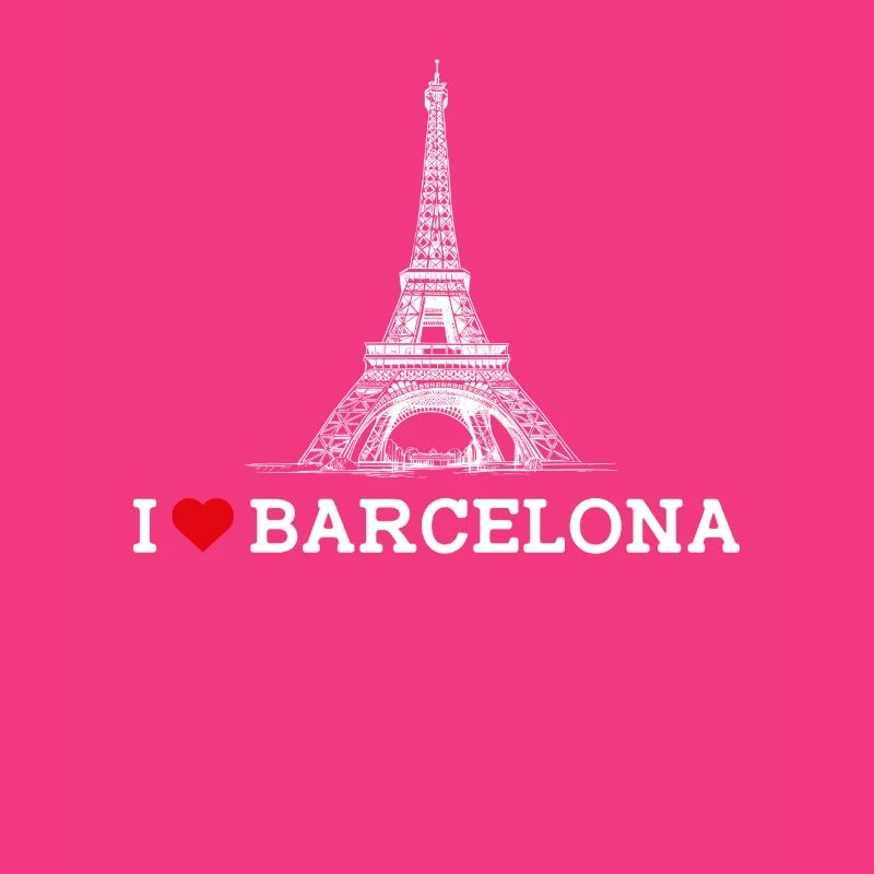 J’aime Barcelone Cool Tower Eiffel Coeur Drapeau Jeu de mots