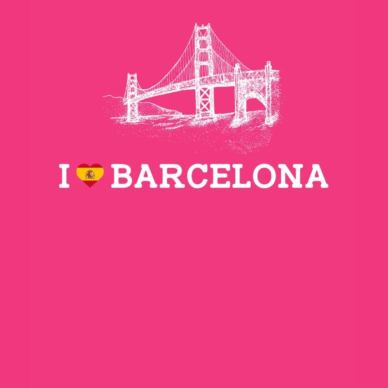 J’aime Barcelone Golden Gate Bridge Lover Drapeau Jeu de mots