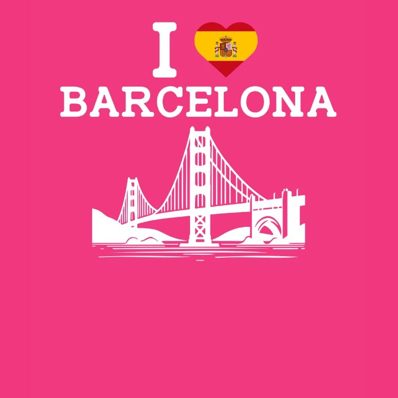 J’aime Barcelone Drapeau Espagne Golden Gate Bridge Jeu de mots