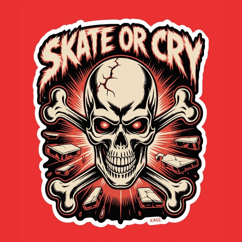 Skate- oder Cry-Skull-Tee-Design