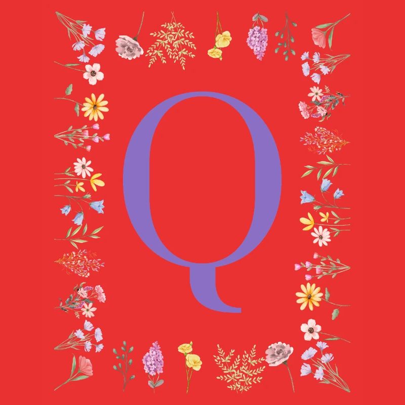 Monogramm "Q", florale Initialen