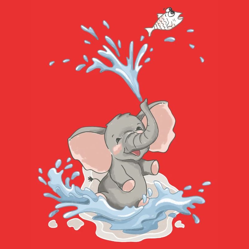 Bébé éléphant Éléphant Éclaboussure d’eau Eau Baignée d’été
