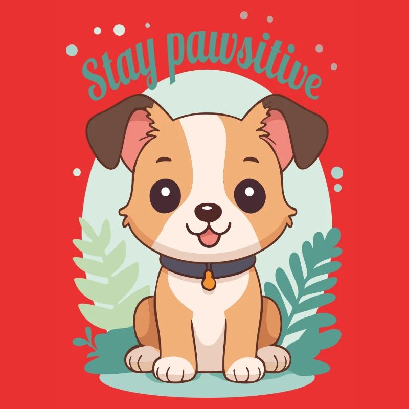 Stay Pawsitive - Conception de chien de dessin animé mignon