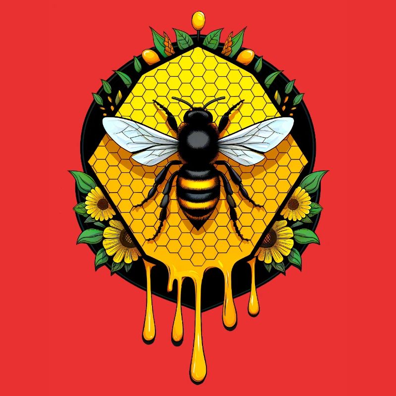 Bee on honeycomb