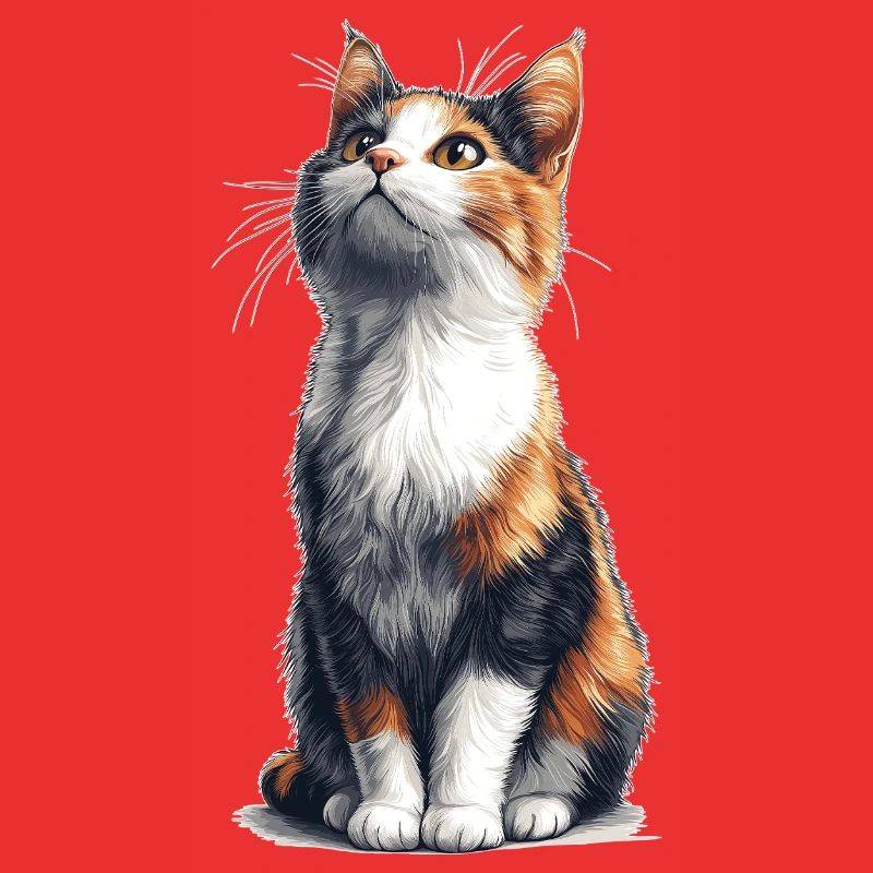 Chat comique assis coloré