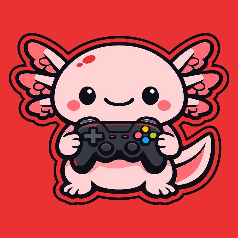 Kawaii Gaming-Drache mit Controller
