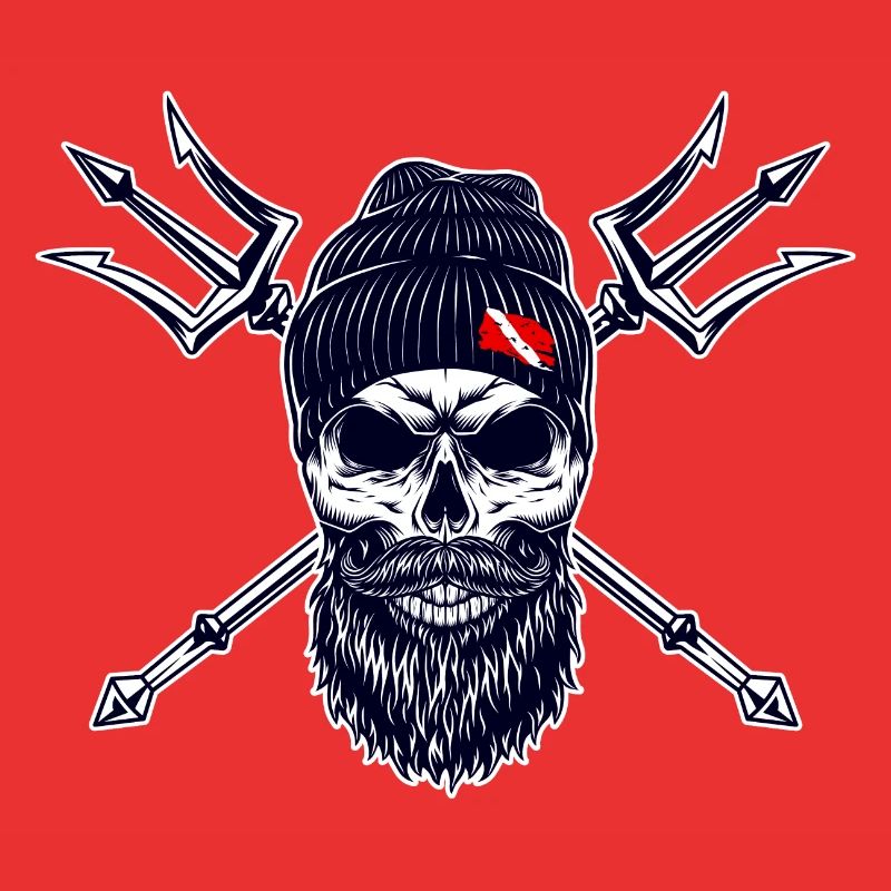 Plongeur Barbu Trident Drapeau Plongée sur Bonnet