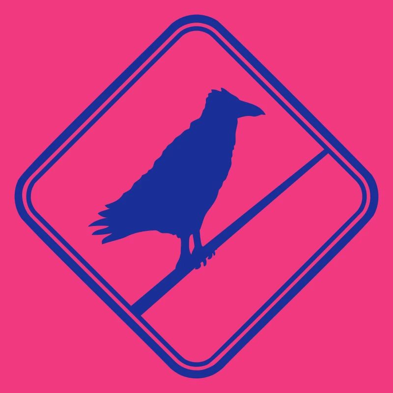Raven Sitting Caution Cable Sign Note