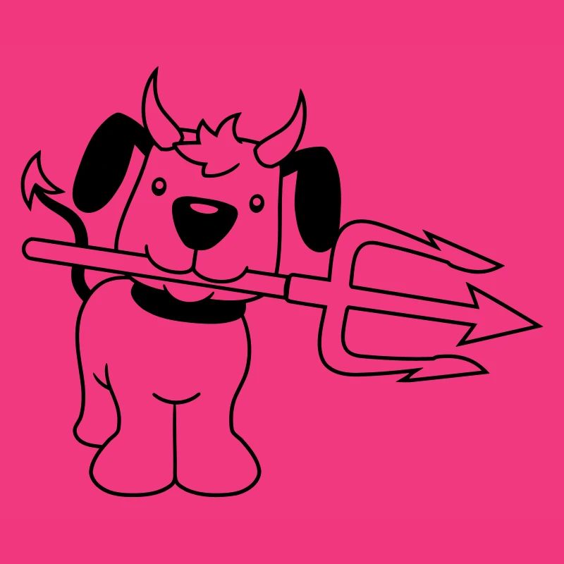 Dog Devil Satan Hell Evil Trident Horns Cool