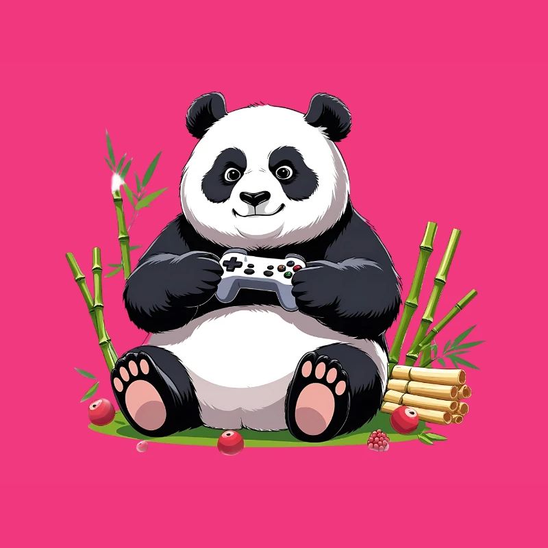 Niedlicher Panda mit Gaming-Controller