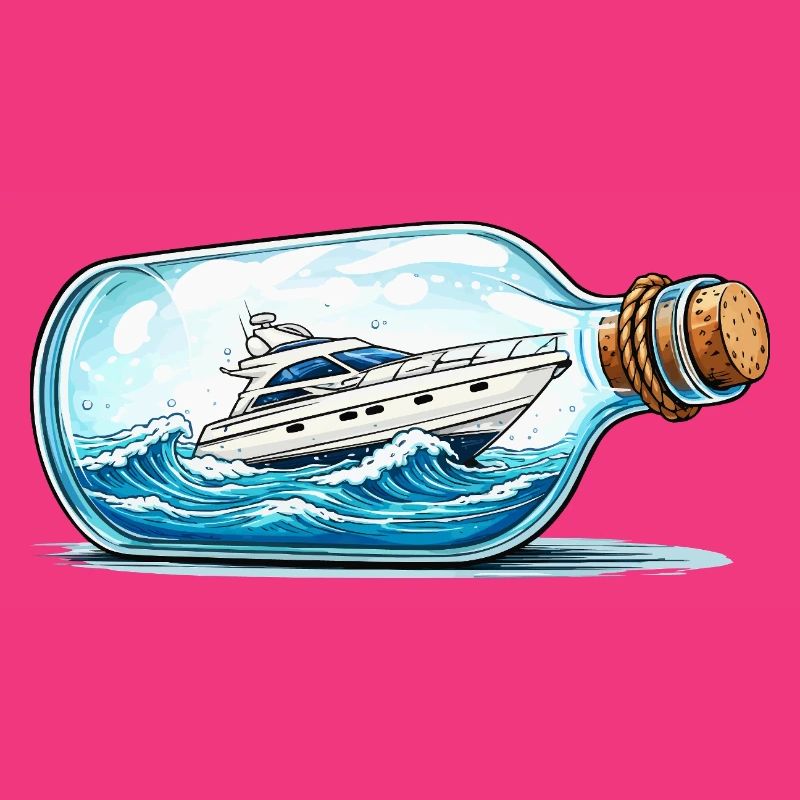 Flaschenboot auf hoher See