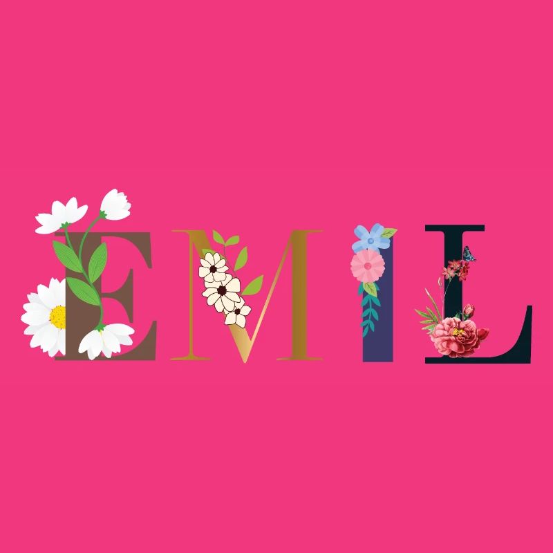 Le nom d’EMIL décoré de fleurs