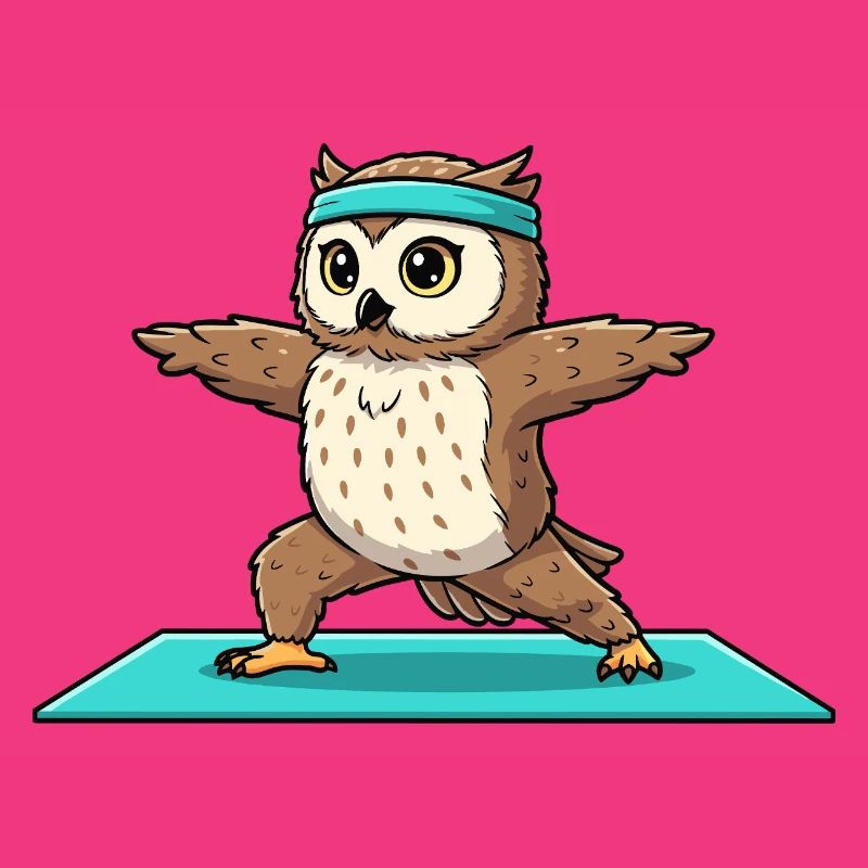 Yoga Owl Bird Doing Warrior Pose Art